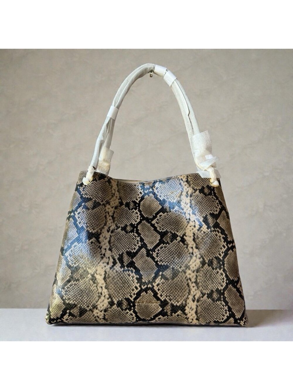 Michael Kors Christina Large Triple Gusset Shoulder Tote Snake Print NWT